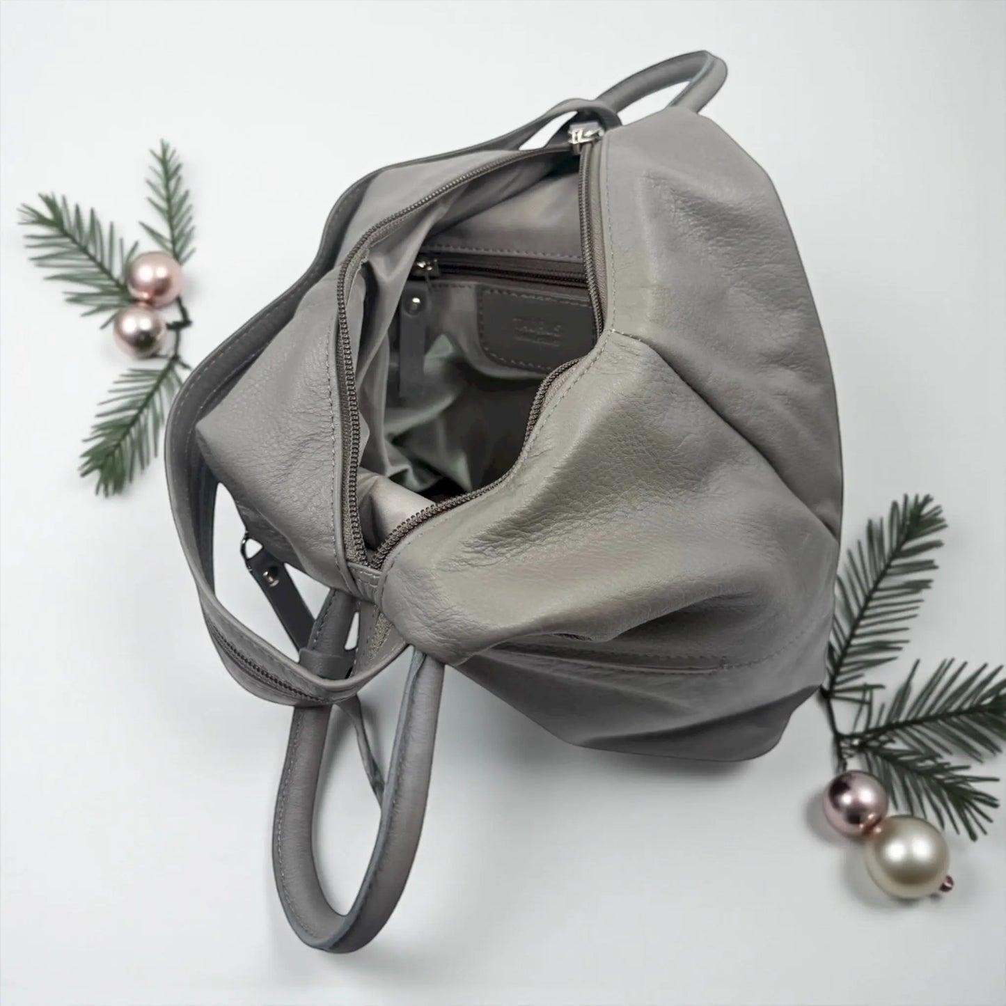 Leather Backpack Bag Grey Leather Box Leather
