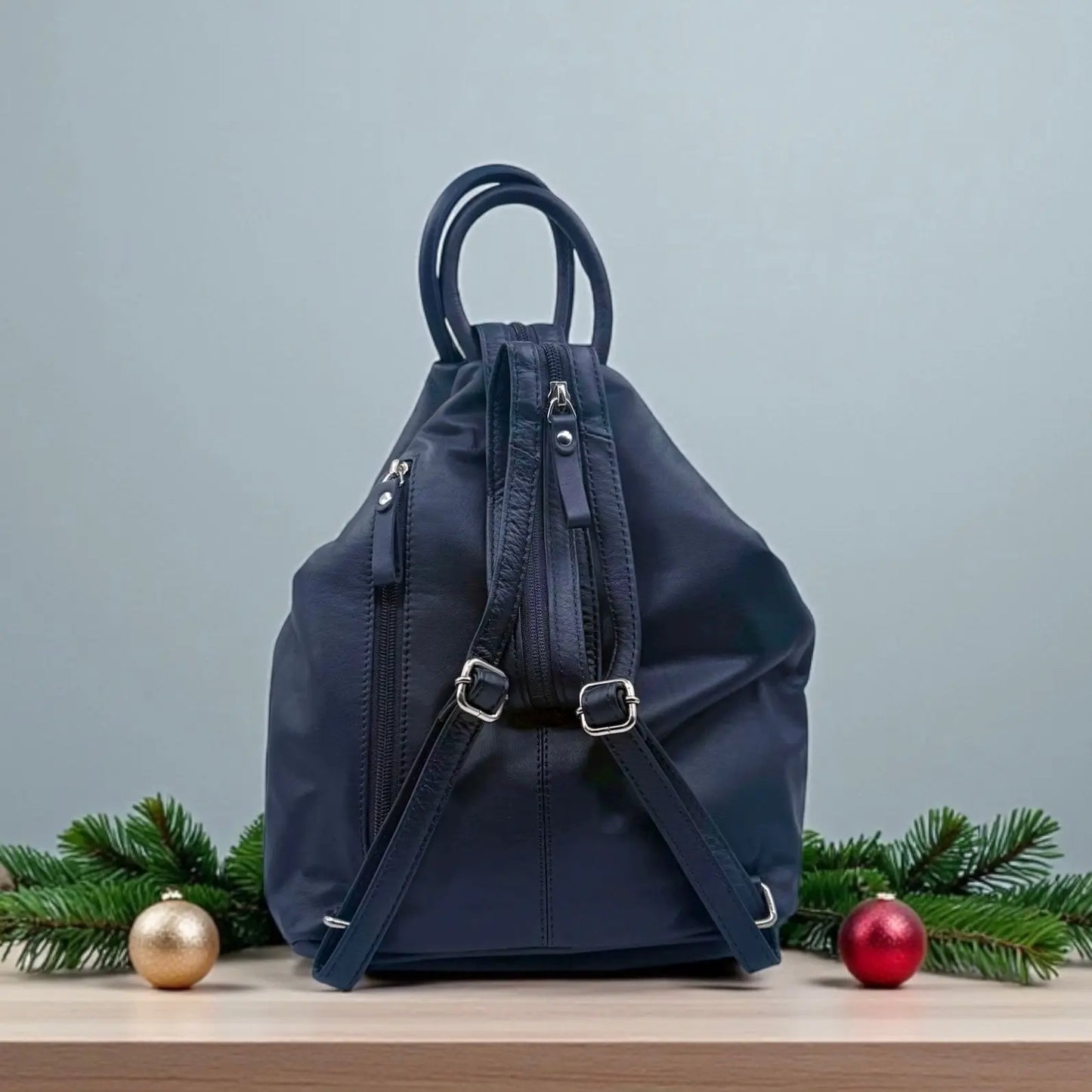 Leather Backpack Bag Navy Leather Box Leather