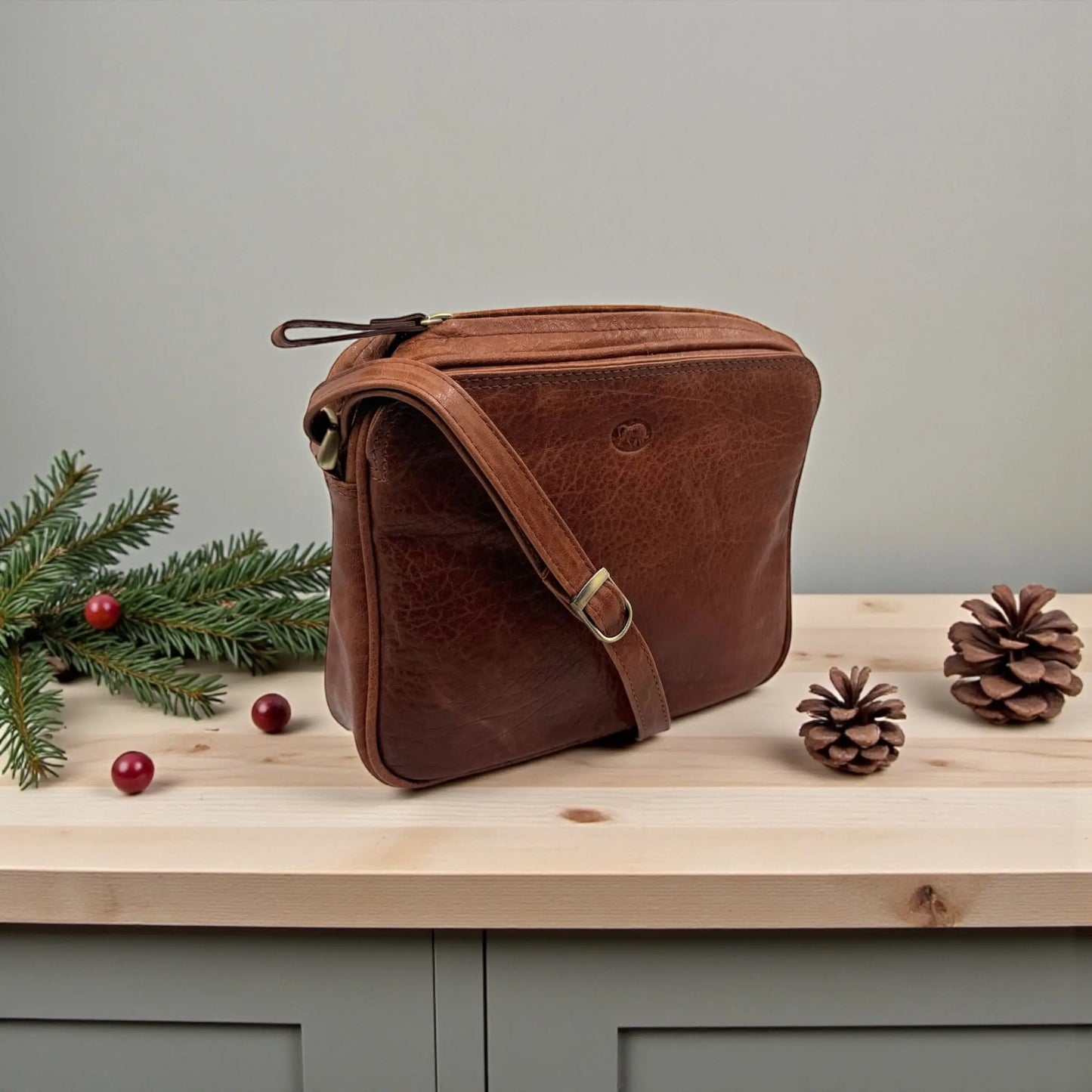 Leather Shoulder Bag Buff Tan Leather Box Leather