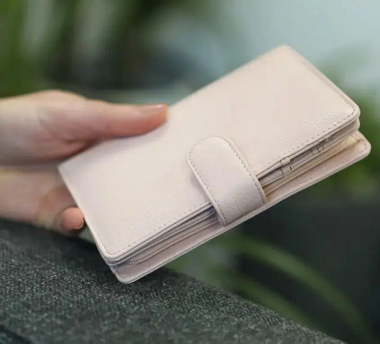 Large Tab Close Purse Wallet Bi-Fold Black Leather My Store