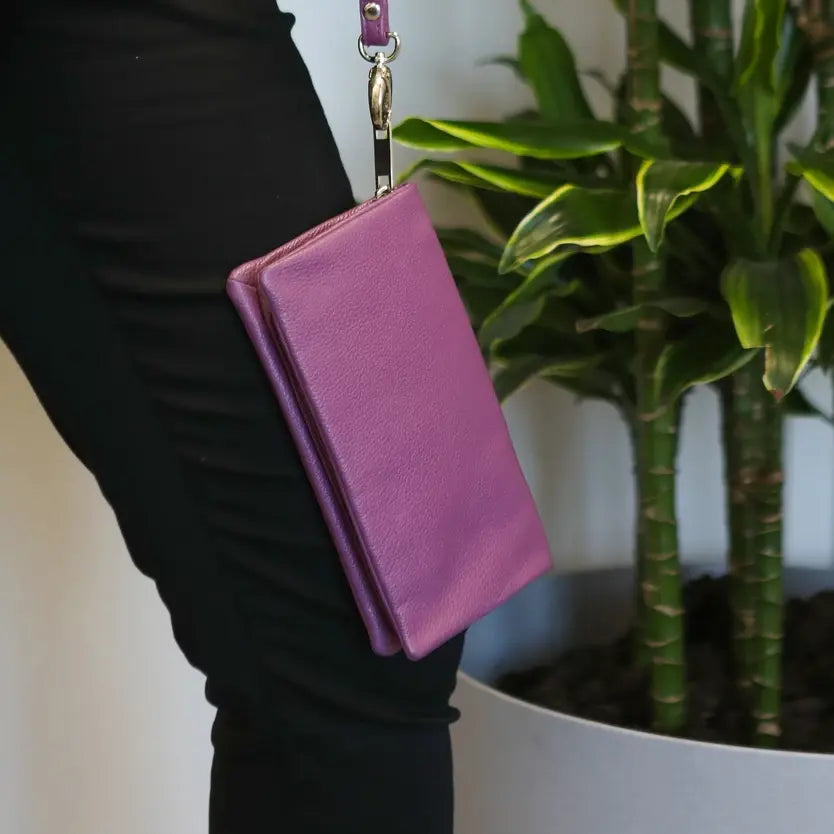 Crossover Purse with Hand Strap Black Leather My Store