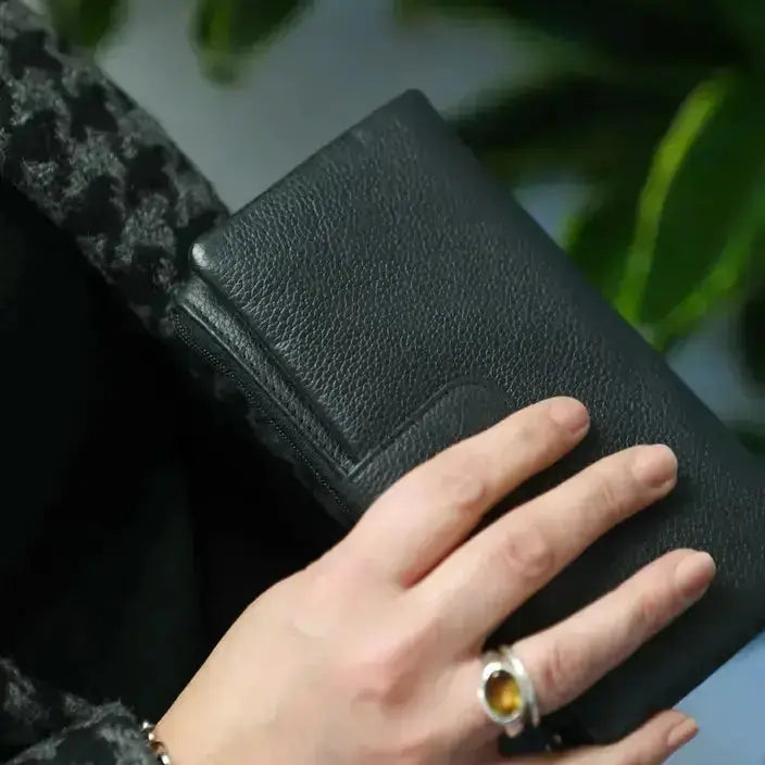 Super Soft Tab Close Purse Black Leather My Store