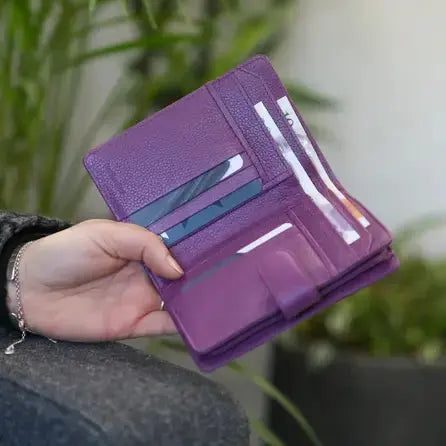 Large Tab Close Purse Wallet Bi-Fold Black Leather My Store