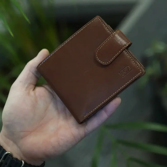 Classic Tab Close Wallet Tan Leather My Store