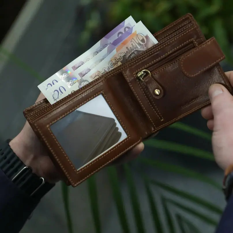 Classic Tab Close Wallet Tan Leather My Store
