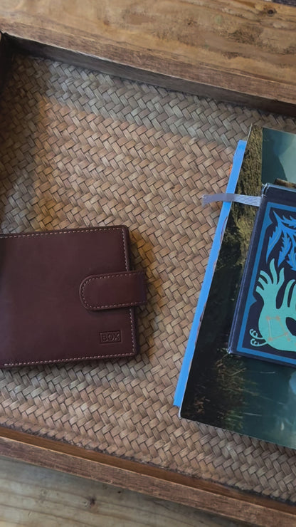 Classic Tab Close Wallet in Tan or Black Leather