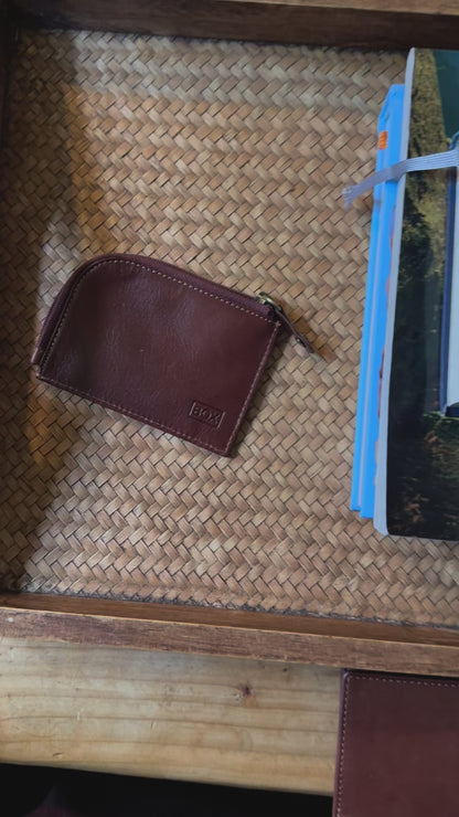Mini Zip Wallet in Tan or Black Leather